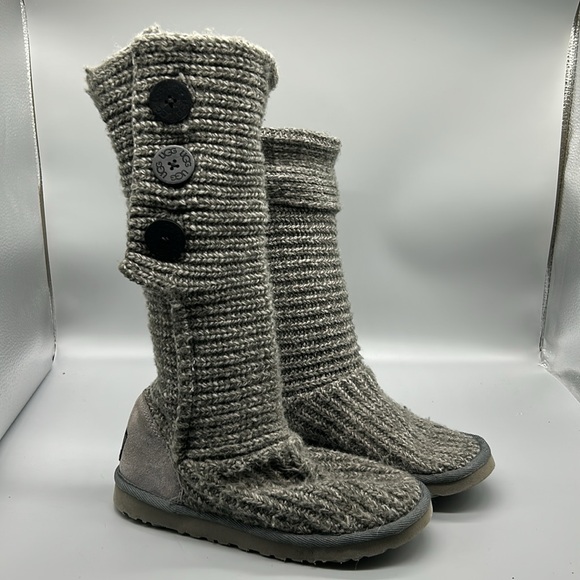 Classic gray cardy sweater knit ugg boots sz 7 - Picture 3 of 9